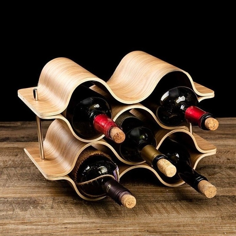 Wine Beer Rack - 波状ワインボトルホルダー木製ワインラックエレガントでモダンなビールボトル収納ホルダー高級インテリアビールラックバーアクセサリー