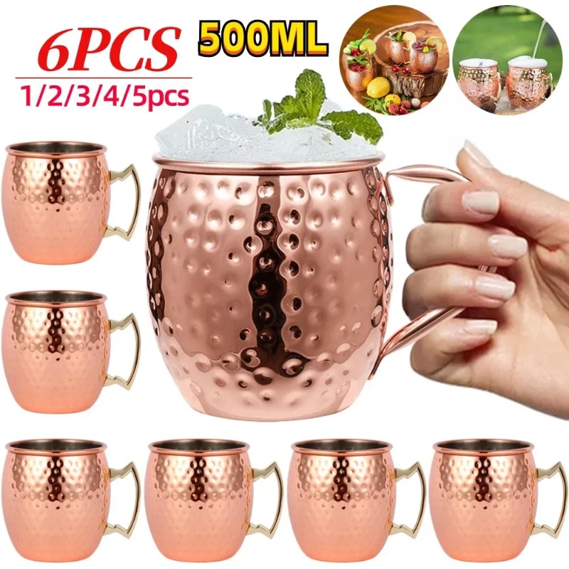 Wine With Beer Cocktail - 1-6 個のカクテルワインカップモスクワミュールマグステンレス鋼銅メッキジュースビールカップコーヒーマグバーシャンパンパーティー食器