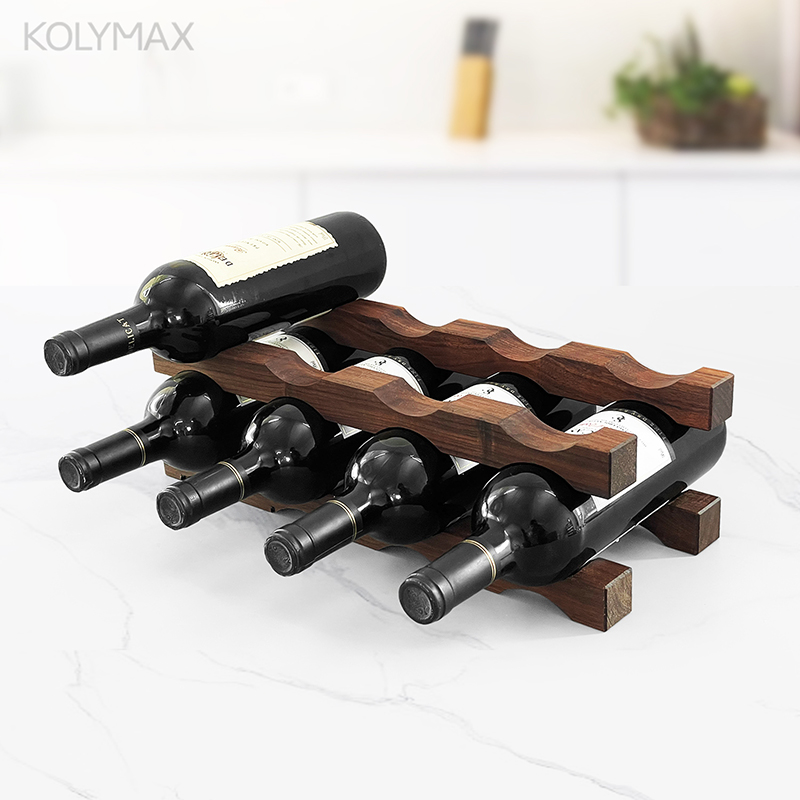 Wine Beer Rack - 無垢材ワインラック多層ボトルホルダー積み重ね可能なデスクディスプレイホームバーキッチンクリエイティブビールオーガナイザー頑丈な省スペース