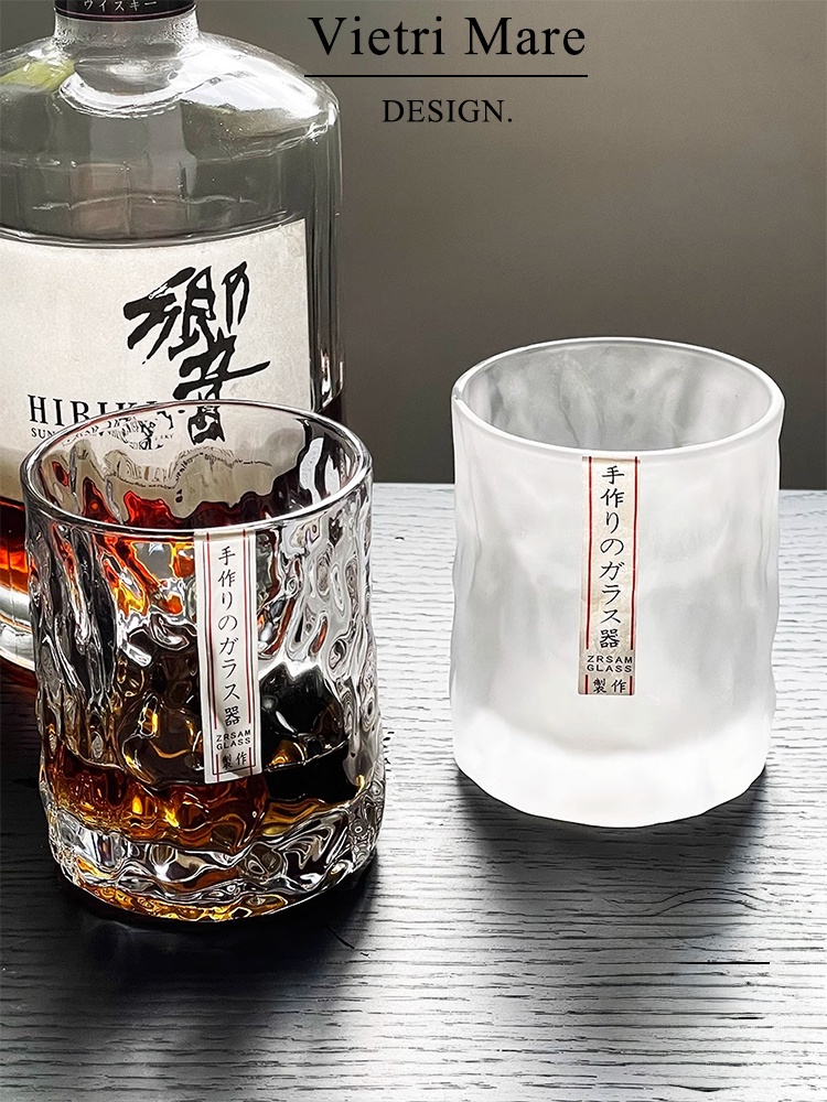 Wine In Beer Glass - 手作りのベトナムガラスカップ、ハンマーパターンのウイスキー・ビール用カップ、和風レトロクリスタルガラスワインカップ（食事用）