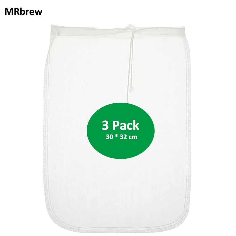 Wine Beer Cider - 3個入り抽出バッグ 100メッシュストレーナーバッグ ビール醸造フィルターバッグ 再利用可能な食品ストレーナー フルーツサイダー、ブドウ、ワインプレス用 巾着付き
