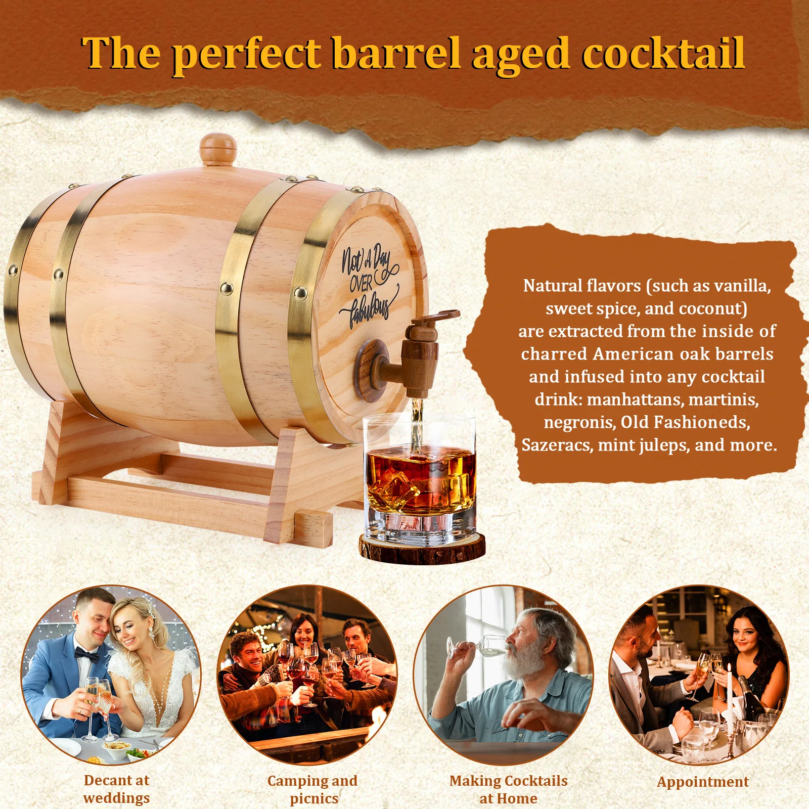 3L木製ウイスキー樽、スタンド、栓、注ぎ口付きワイン樽、ウイ - Wine With Beer Cocktail のレビューと価格