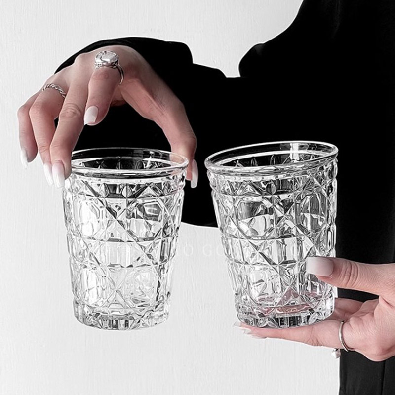 ヴィンテージダイヤモンドパターンのグラス,2ピース,310m - Wine In Beer Glass のレビューと価格