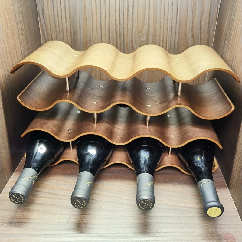 波状ワインボトルホルダー木製ワインラックエレガントでモダンな - Wine Beer Rack のレビューと価格