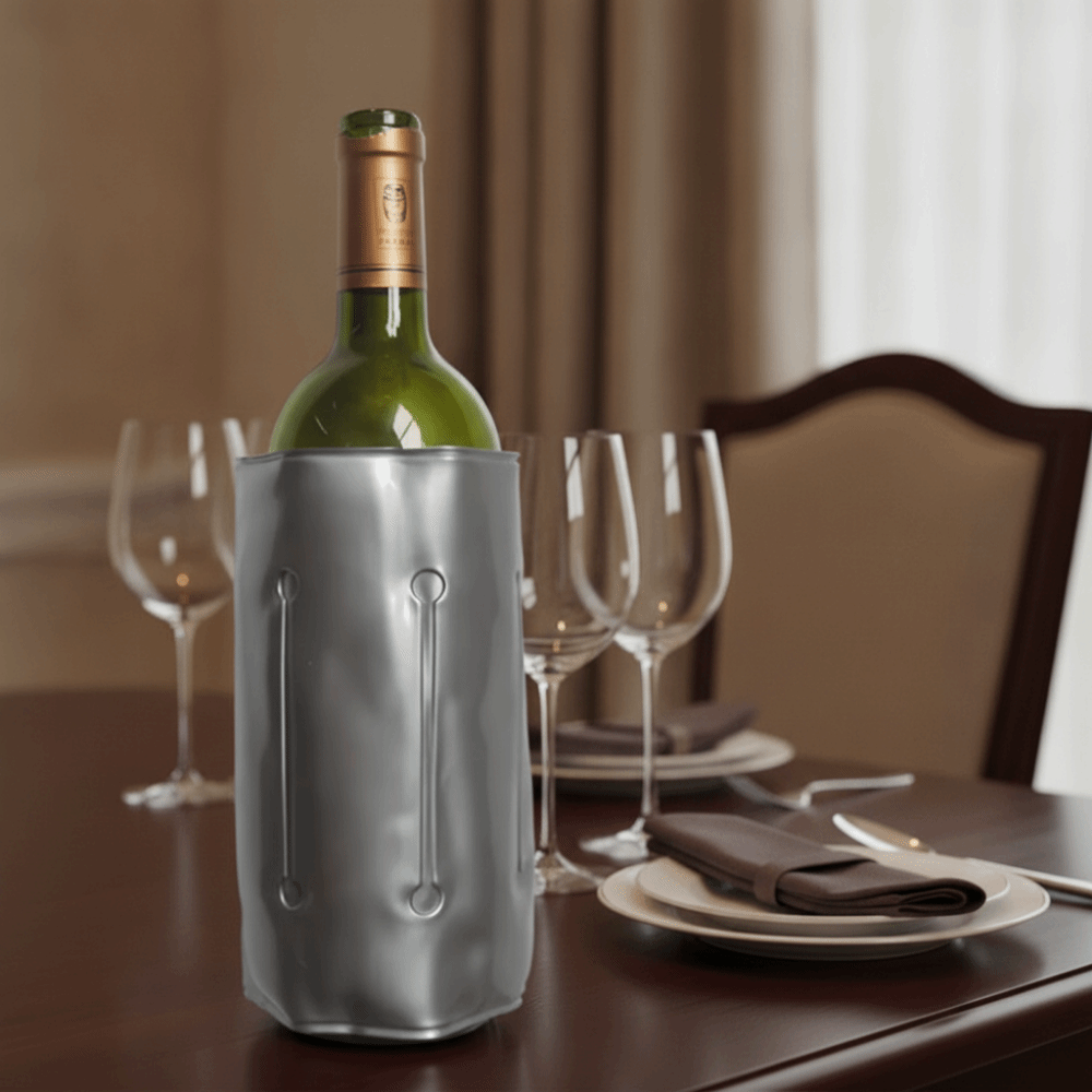 再利用可能なワインクーラーバッグ グレー クイッククーリング - Wine Chiller Sleeve のレビューと価格
