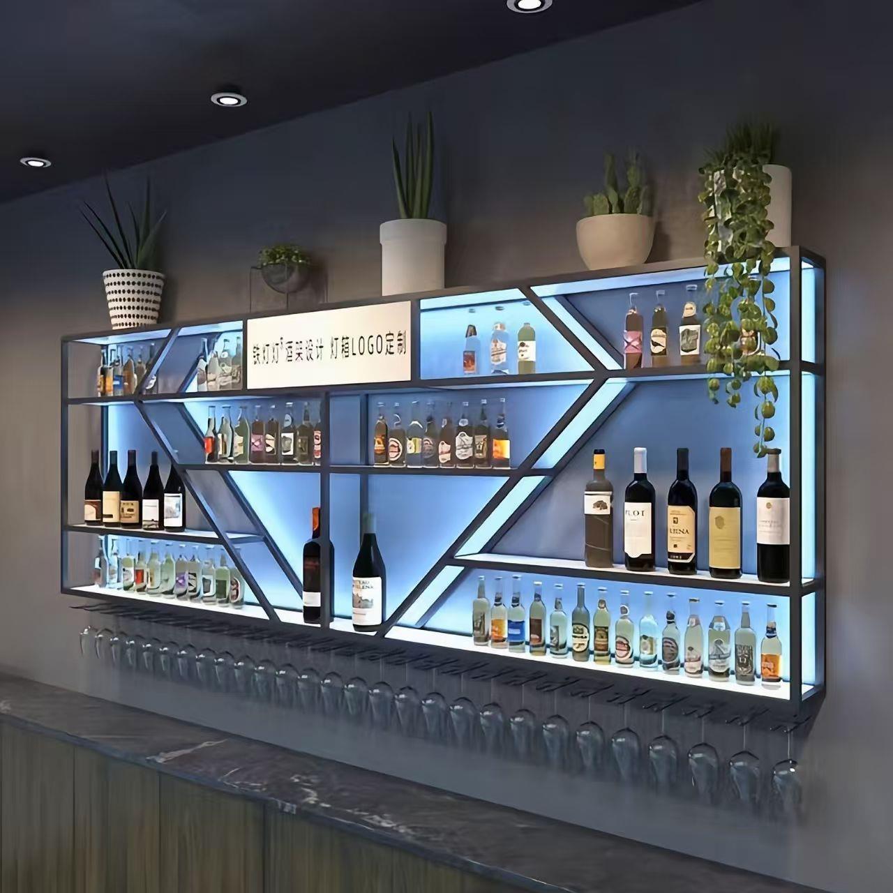 壁掛けワインラック壁発光棚クリエイティブ白酒キャビネットレス - Wine Beer Rack のレビューと価格