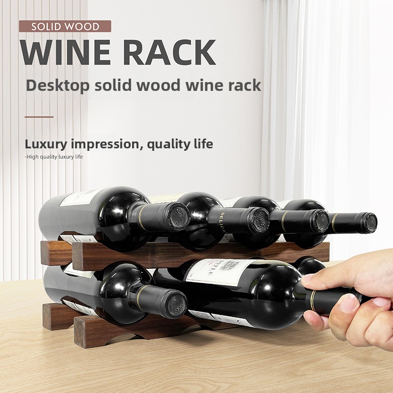 無垢材ワインラック多層ボトルホルダー積み重ね可能なデスクディ - Wine Beer Rack のレビューと価格