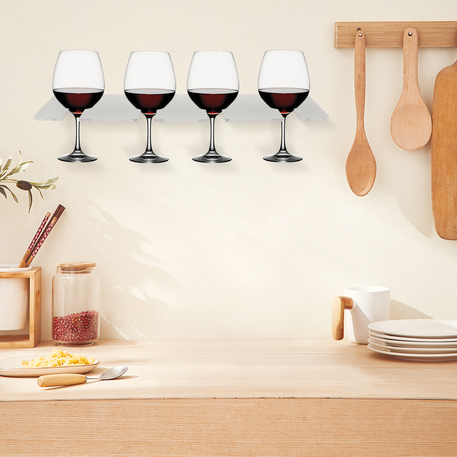 2個セット アクリル製ワイングラスホルダー キャビネット下ま - Wine Rack Wall Mount のレビューと価格