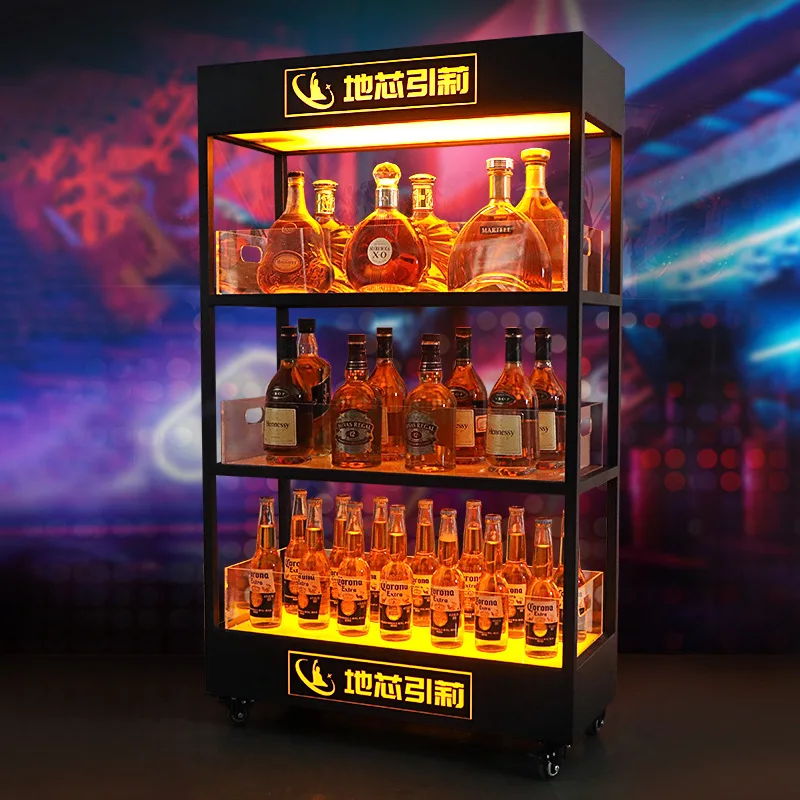 バー三層発光ワインキャビネットLED赤ワインビール陳列棚KT - Wine Beer Rack のレビューと価格