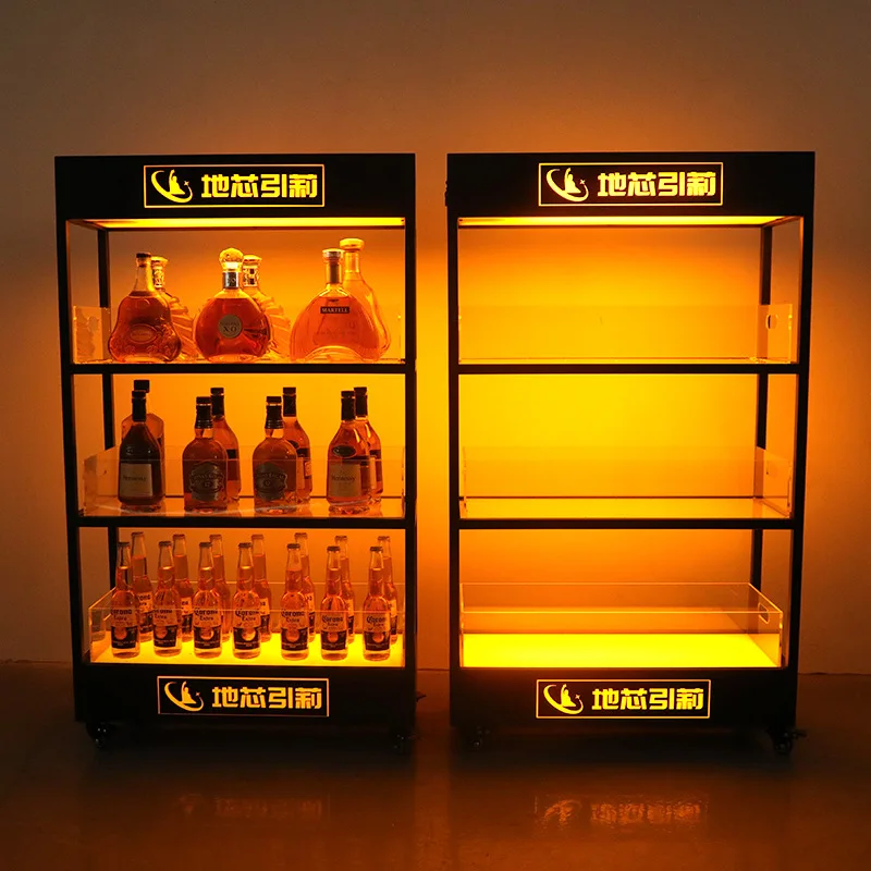バー三層発光ワインキャビネットLED赤ワインビール陳列棚KT - Wine Beer Rack のレビューと価格
