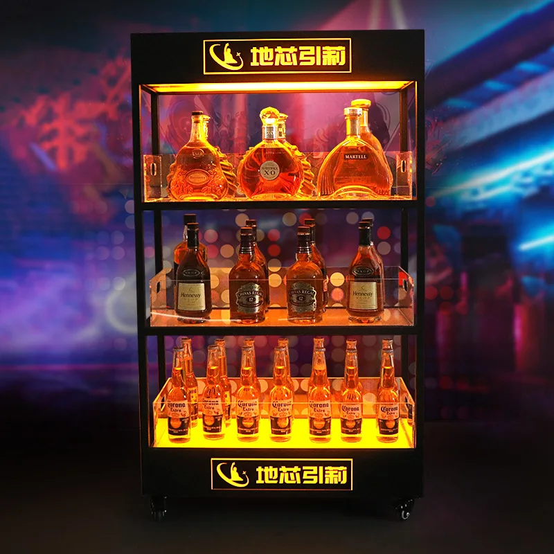 バー三層発光ワインキャビネットLED赤ワインビール陳列棚KT - Wine Beer Rack のレビューと価格
