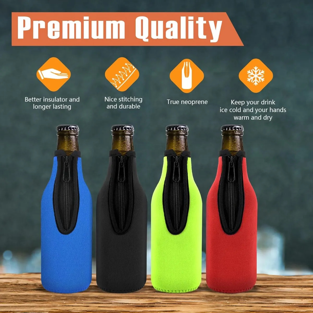 ビール瓶用断熱スリーブ6色セット、ジップアップボトルジャケッ - Wine Chiller Sleeve のレビューと価格