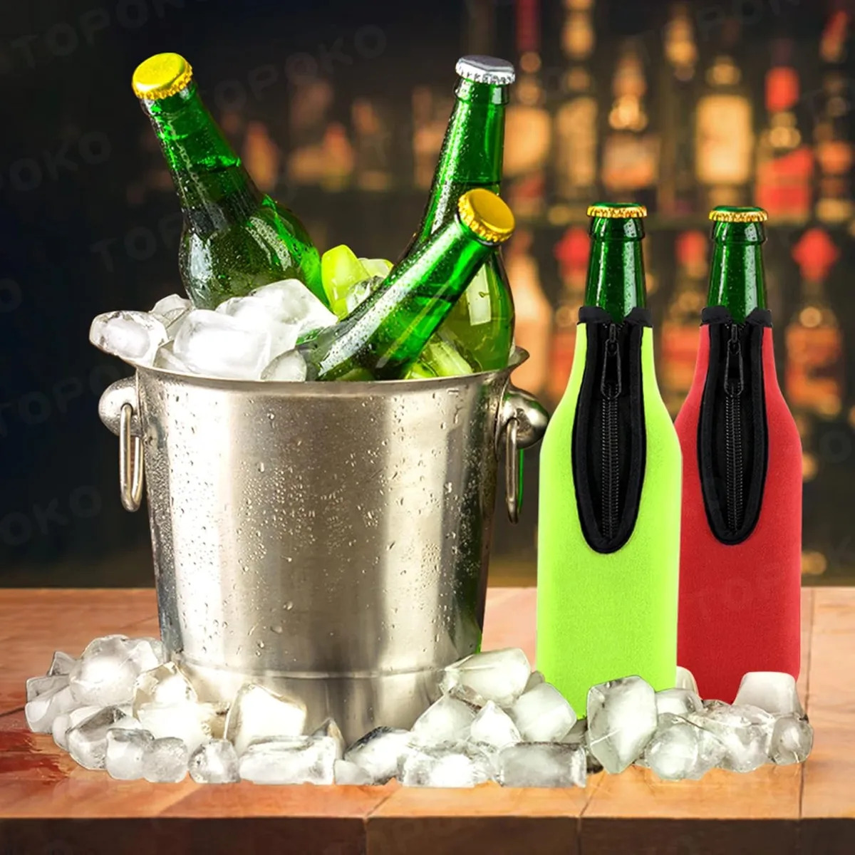 ビール瓶用断熱スリーブ6色セット、ジップアップボトルジャケッ - Wine Chiller Sleeve のレビューと価格