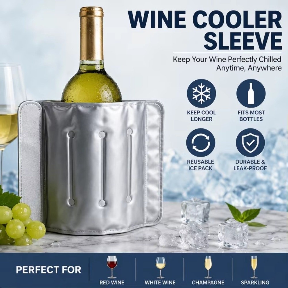 急速冷却33cm×18cmワインクーラーバッグ 再利用可能  - Wine Chiller Sleeve のレビューと価格