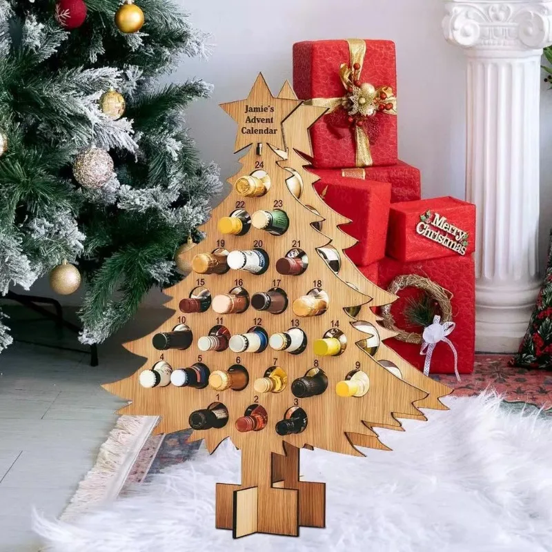 クリスマスツリー木製ワインラック、ボトルホルダー、クラフトデ - Wine Beer Rack のレビューと価格