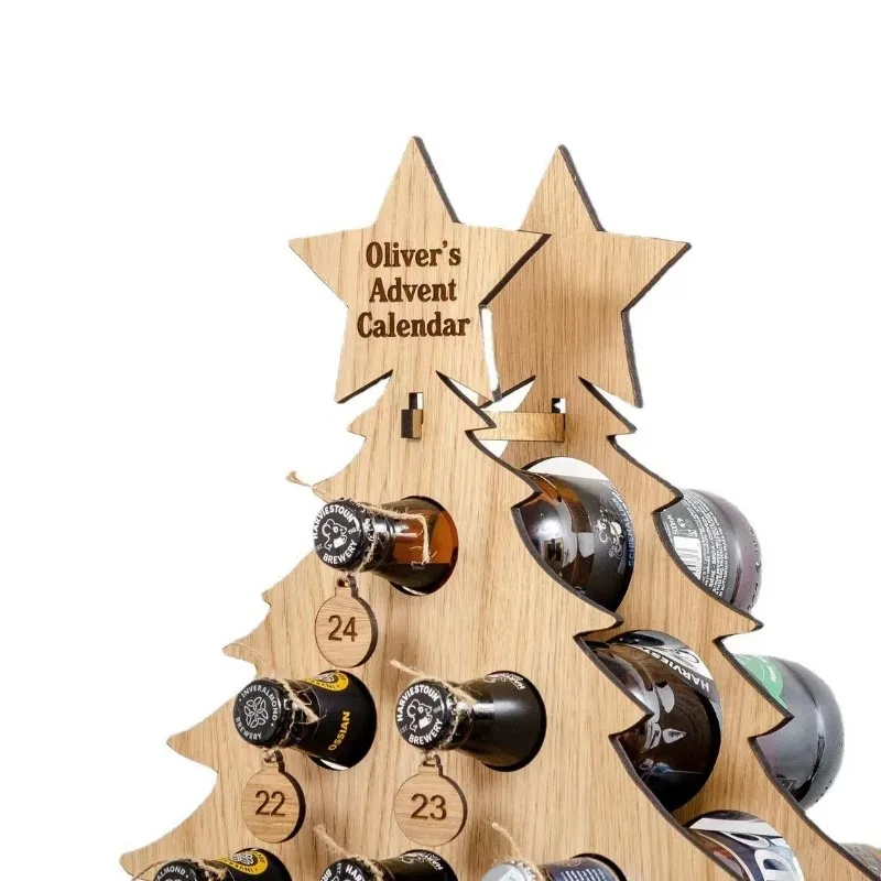 クリスマスツリー木製ワインラック、ボトルホルダー、クラフトデ - Wine Beer Rack のレビューと価格